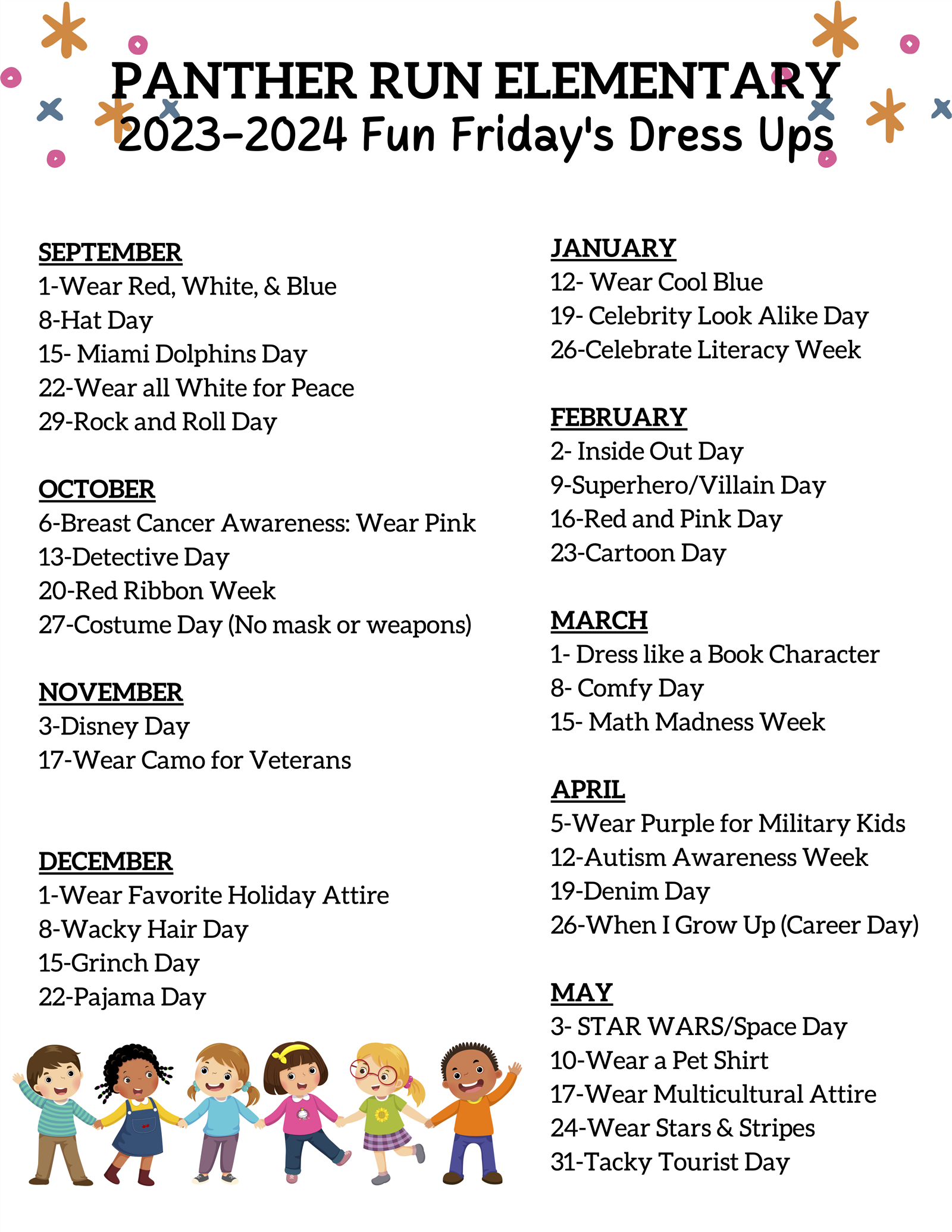  Fun Friday's Dress Up days